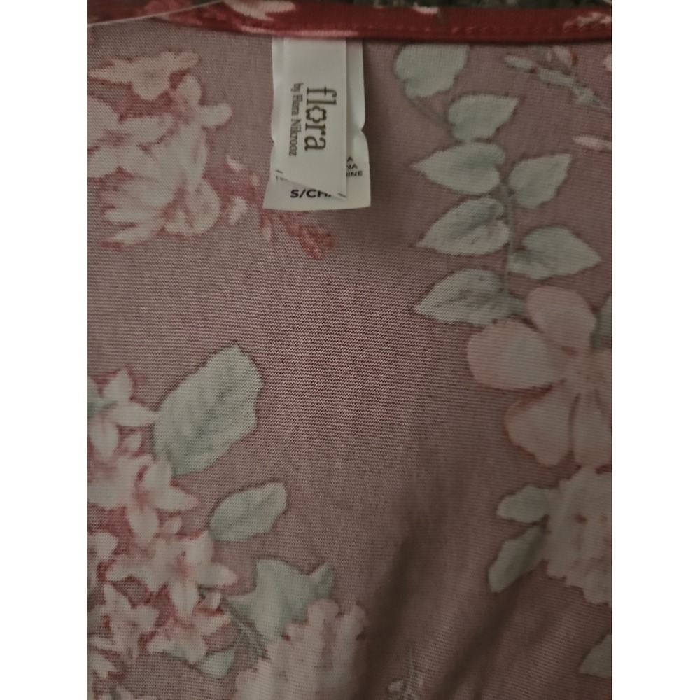 Womens Flora (Nikrooz) Burgandy Pink Floral wrap Robe. Nwt Small - Picture 2 of 5
